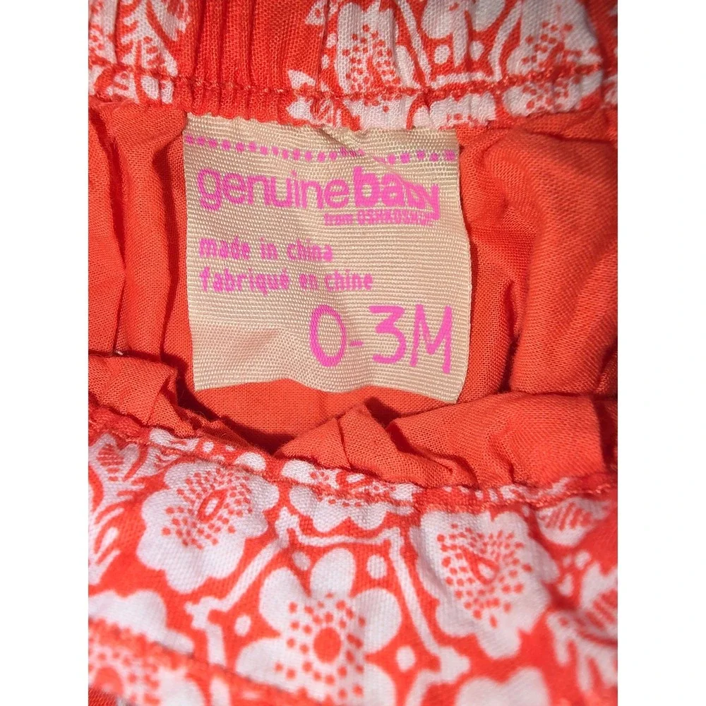 Genuine Baby OshKosh Girls Orange White Floral Tiered‎ Ruffle Skirt 0-3M Cotton